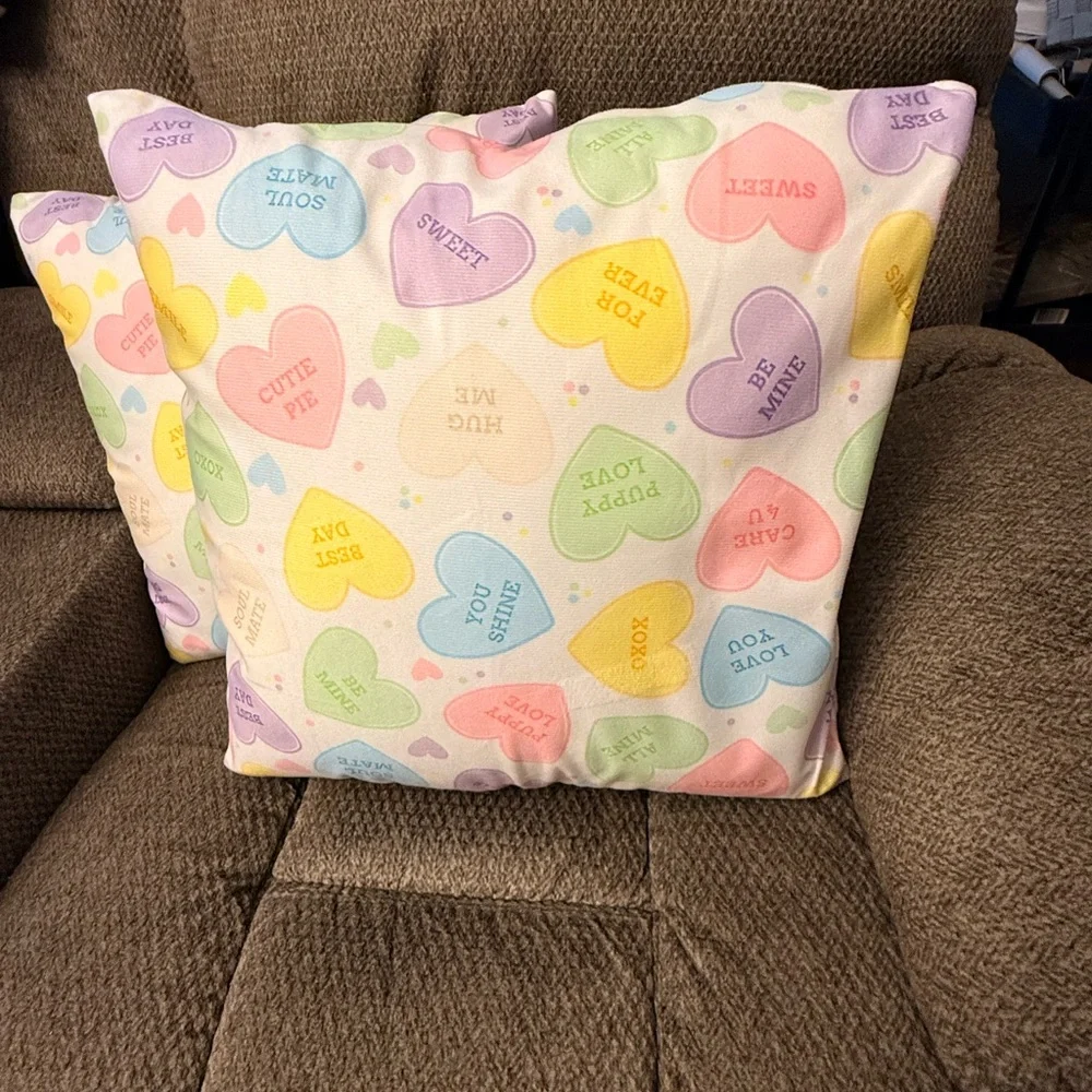 Two Heart Print Valentine Throw Pillows   18 X 18